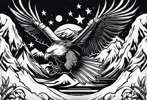 i want a tattoo that shows my passion for snowboarding that will match my traditional American tattoo that is an eagle fighting a snake tattoo idea