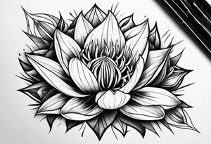 Geometric Fire Lily tattoo idea