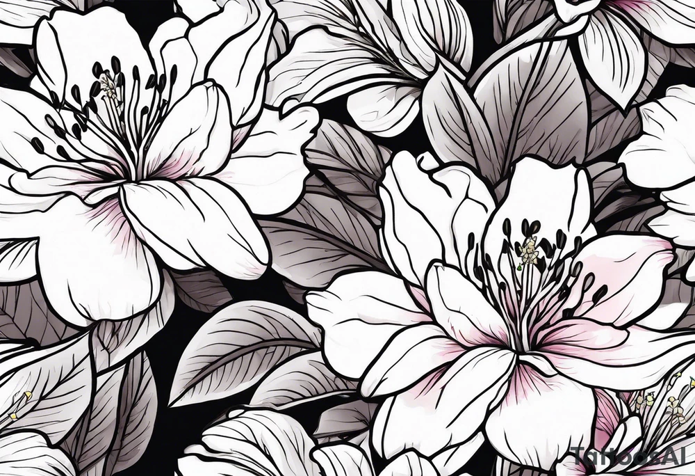 2 azalea flowers with branch tattoo idea