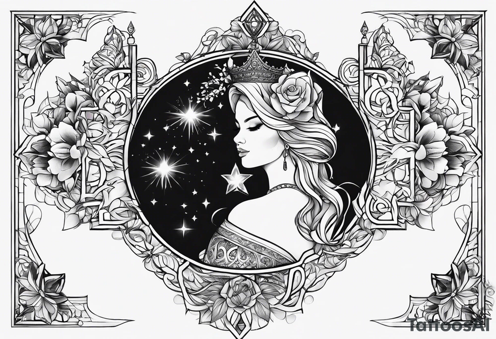 Tattoo for my daughter born on the 28th of June 2011. Symbolising princess worship, a father's unconditional love for his oldest daughter tattoo idea