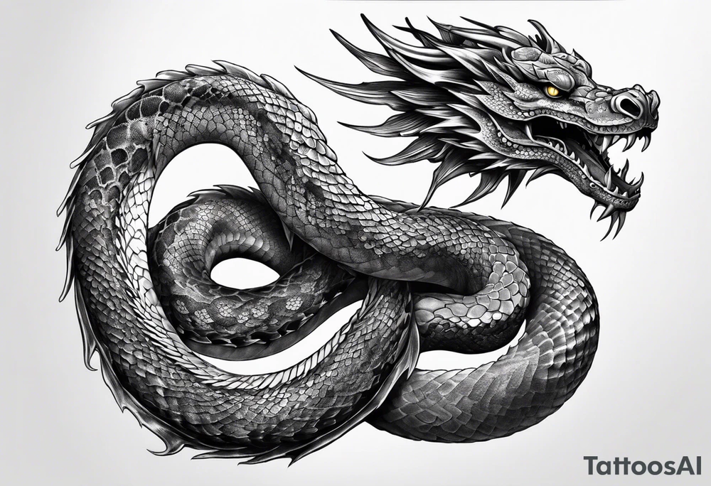Snake dragon from mexican skull tattoo idea