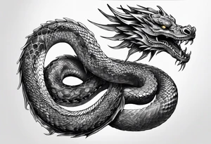 Snake dragon from mexican skull tattoo idea