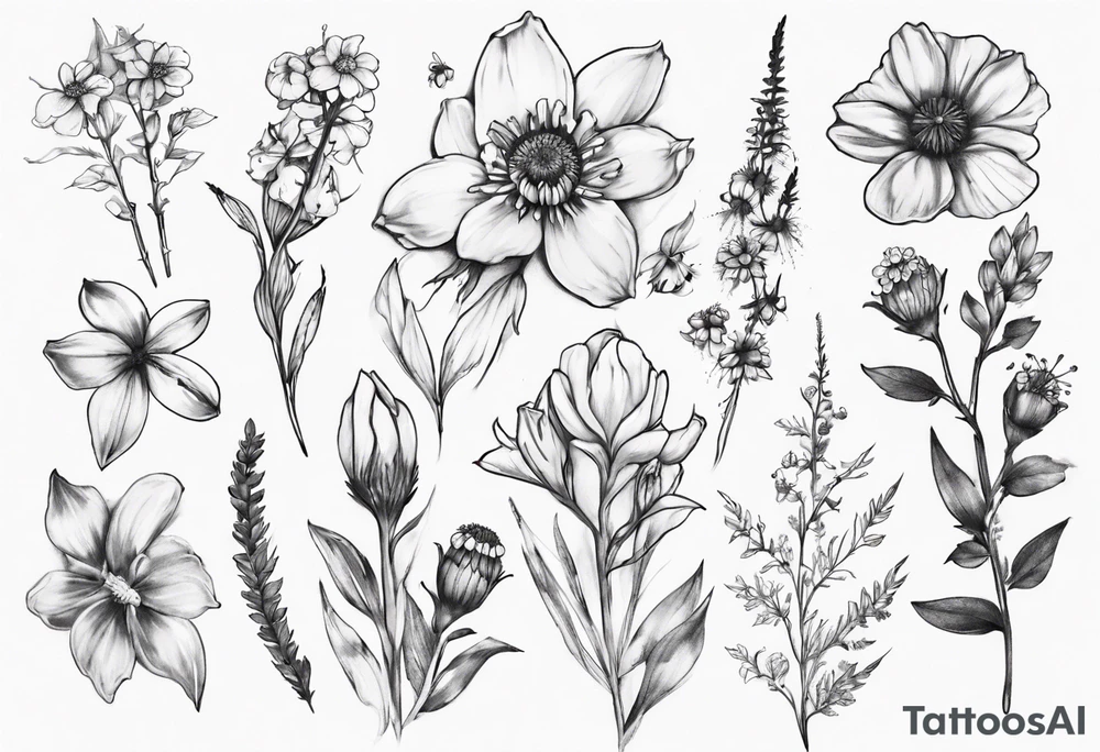Vancouver island wildflowers tattoo idea