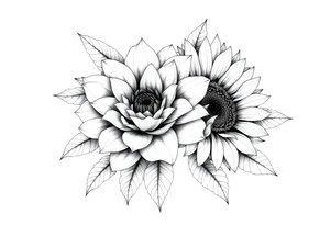Chrysanthemum White Rose and sunflower combined tattoo tattoo idea