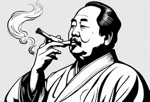 Mao Zedong smoking cigarette tattoo idea