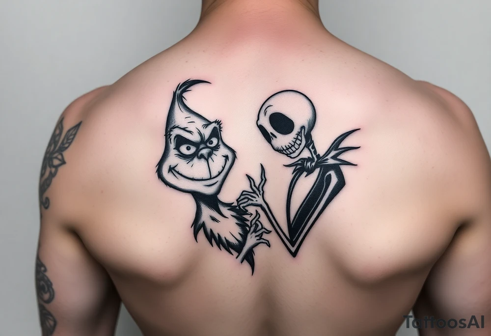 the grinch and jack skellington tattoo idea