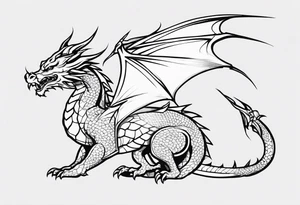Fine like dragon wrapping around the back of knee not that scary and not going all the way around the knee not very detailed tattoo idea