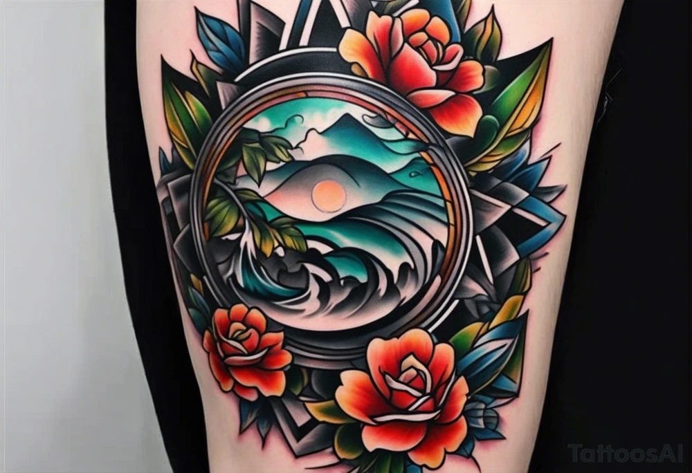 male neo traditional knee tattoo tattoo idea