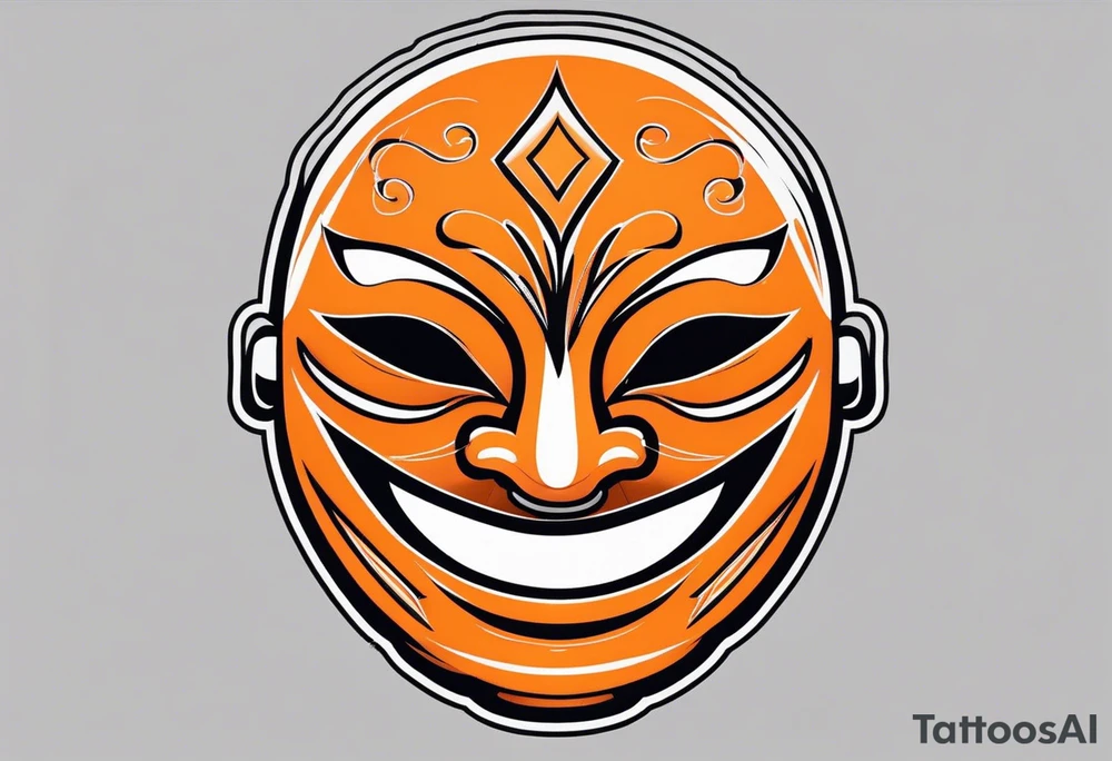 Laughing mask that is orange and black simplistic tattoo idea