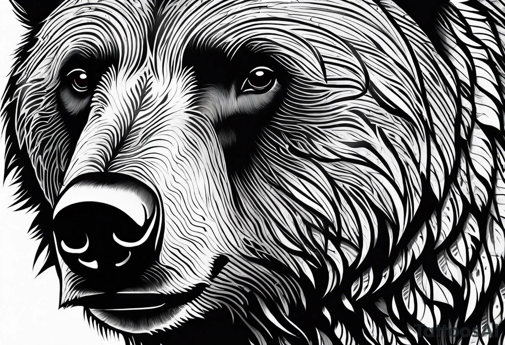 Grizzly Bear with a look of strength in their eyes tattoo idea