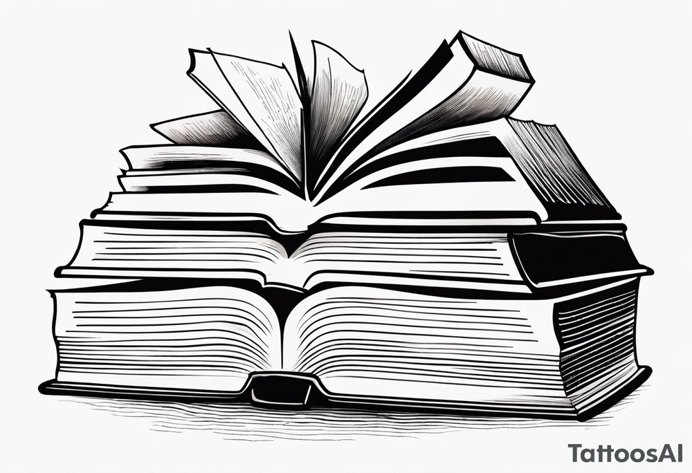 pile of open books no background tattoo idea