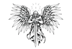 Holy Archangel, Biblical, Christianity, Heavenly Army, Hebrew, Guards of Christianity, Holding a sword, having six wings, seraphim tattoo idea