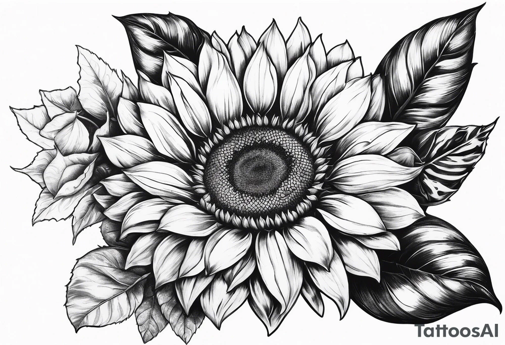 Sunflower, rose flower tattoo idea
