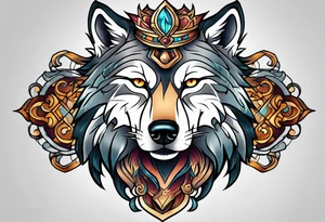 Neotraditional wolf tattoo idea