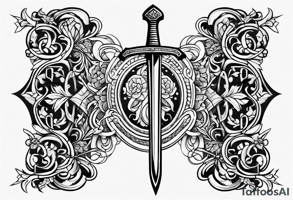 Georgian writing with sword tattoo idea
