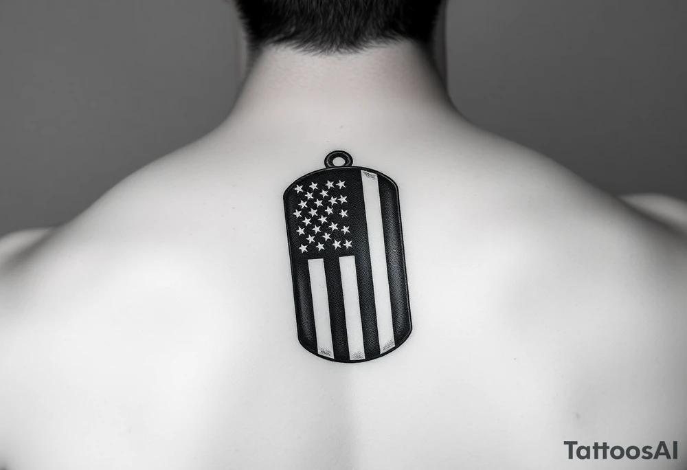 US Navy Flag on a dog tag tattoo idea