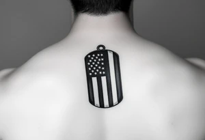 US Navy Flag on a dog tag tattoo idea