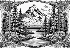 Chicano inspired Tattoo that incorporates love for family and importance of building wealth. Include elements of the Pacific Northwest Forrest tattoo idea