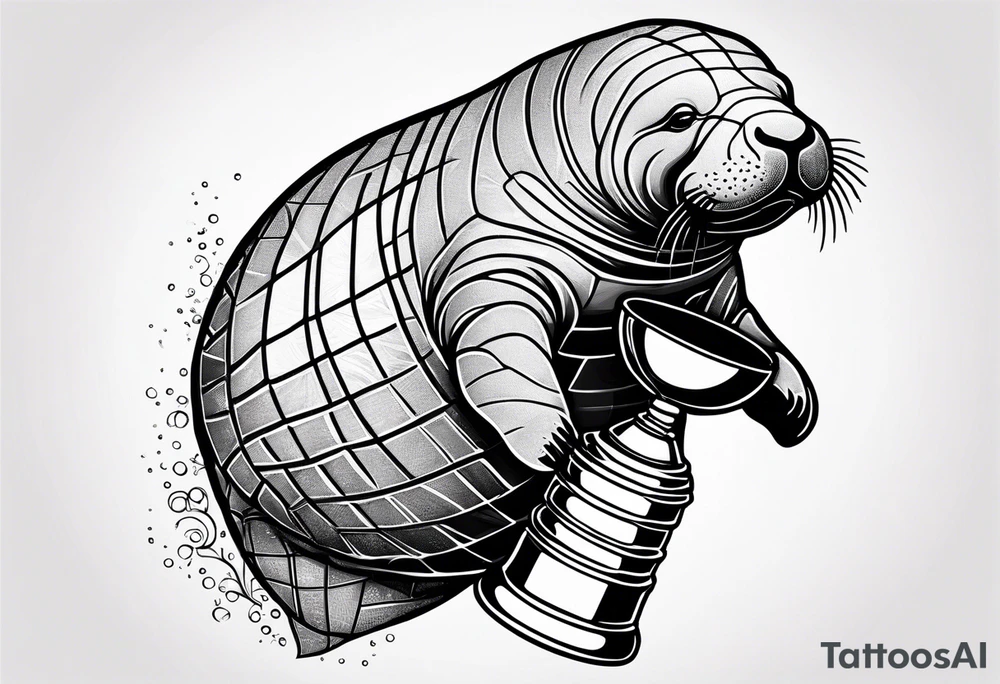 Manatee holding the Stanley Cup tattoo idea