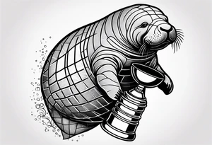 Manatee holding the Stanley Cup tattoo idea