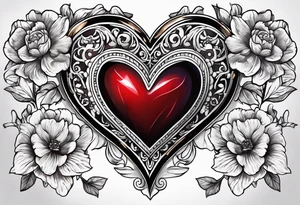heart locket with flowers tattoo idea