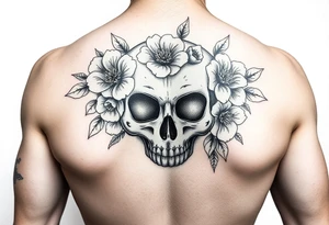 Skull with flowers tattoo idea