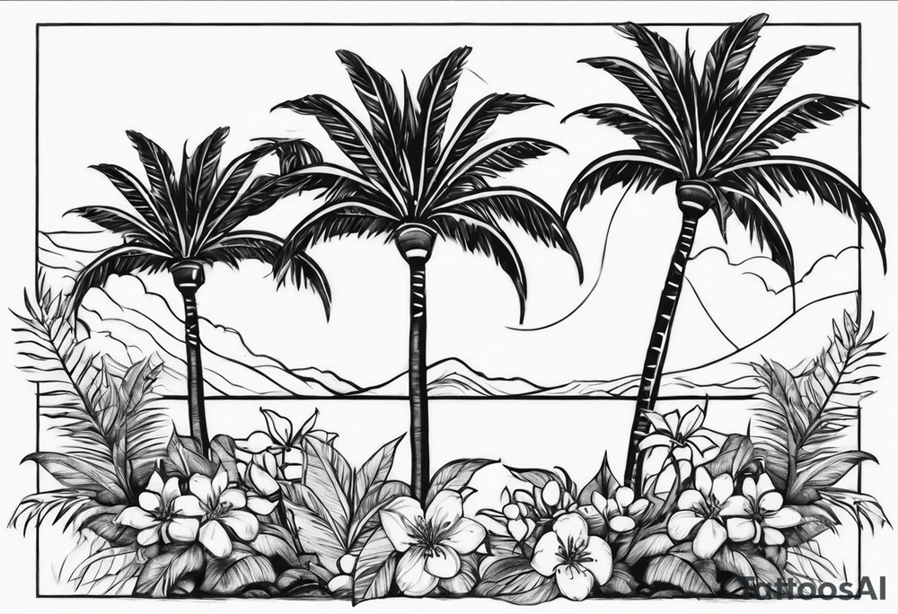 Orange blossom palm trees tattoo idea