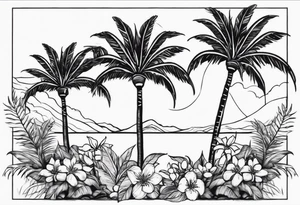Orange blossom palm trees tattoo idea