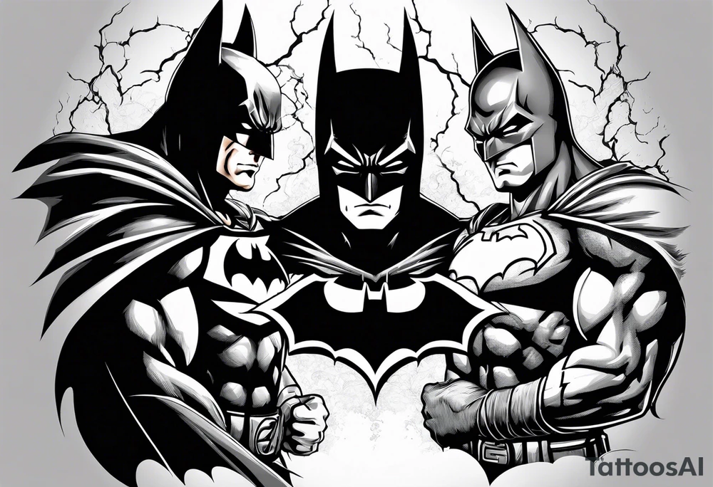 Batman and goku having a faceoff with lightning around it tattoo idea