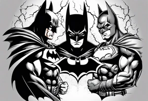 Batman and goku having a faceoff with lightning around it tattoo idea