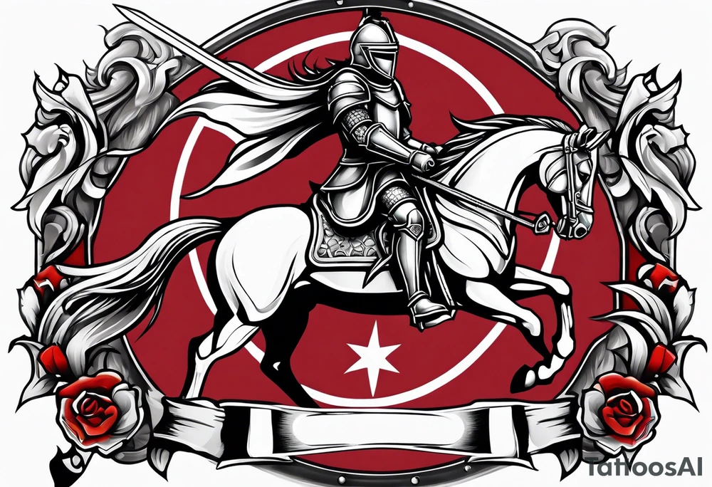 Templer knight on horse with sword an shield tattoo idea