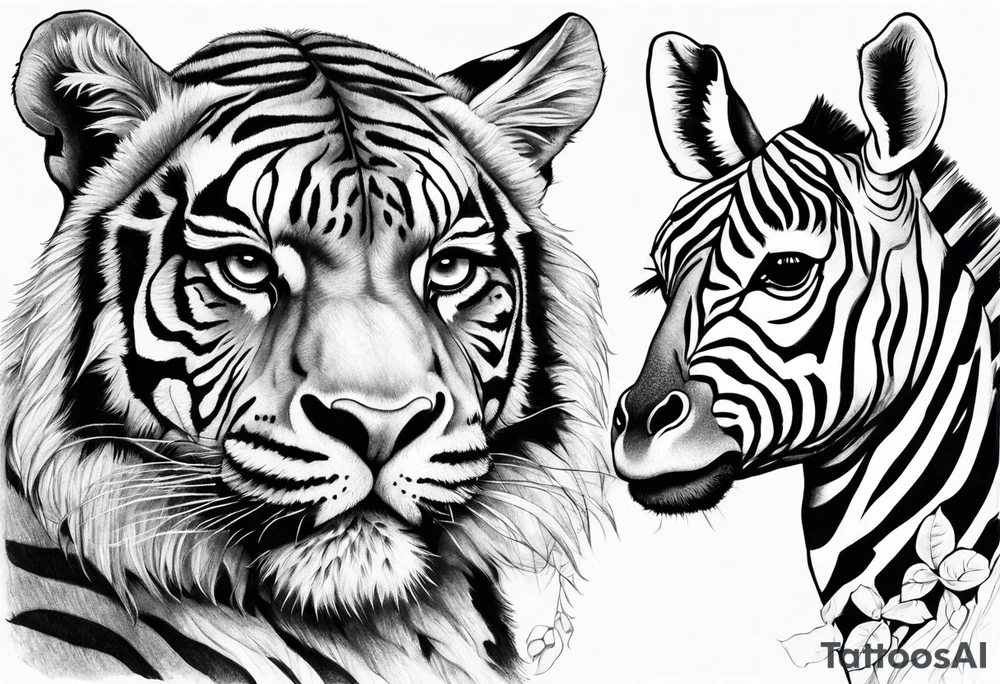 Stuffed animals tiger and giraffe tattoo idea
