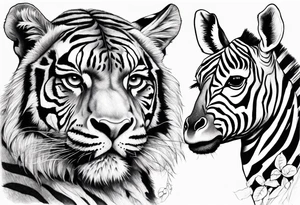 Stuffed animals tiger and giraffe tattoo idea