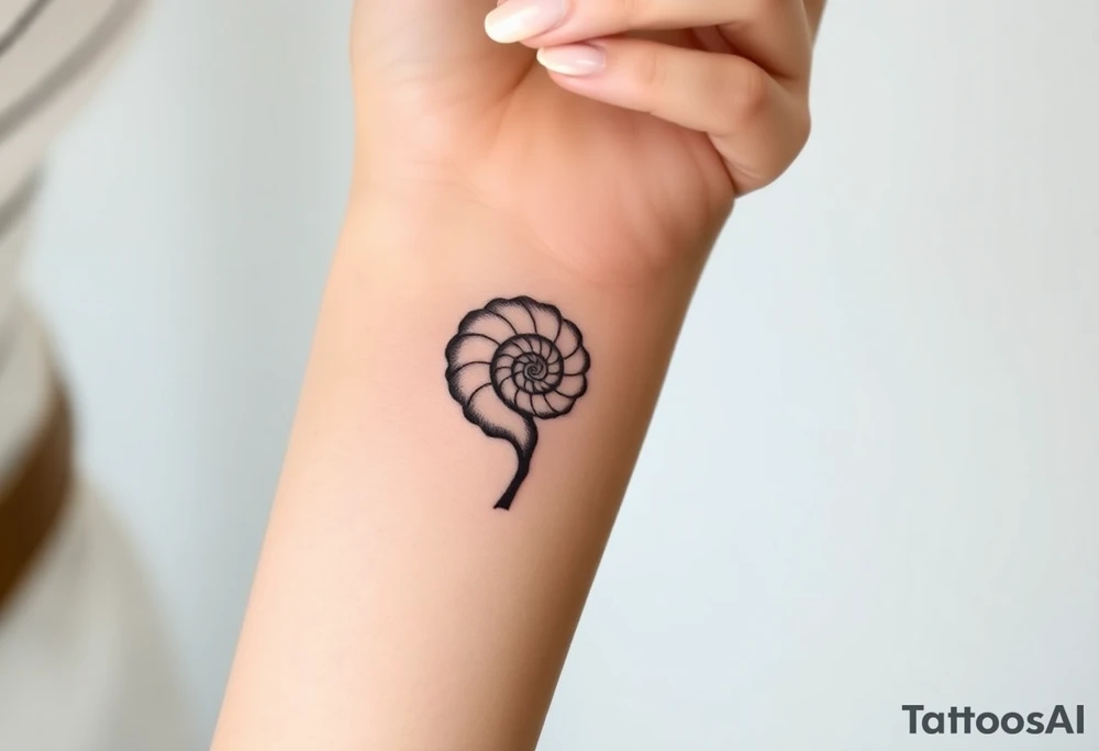 Fibonacci spiral shell inside of tree tattoo idea