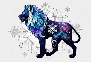 Constellation, animal leon , snowflake tattoo idea