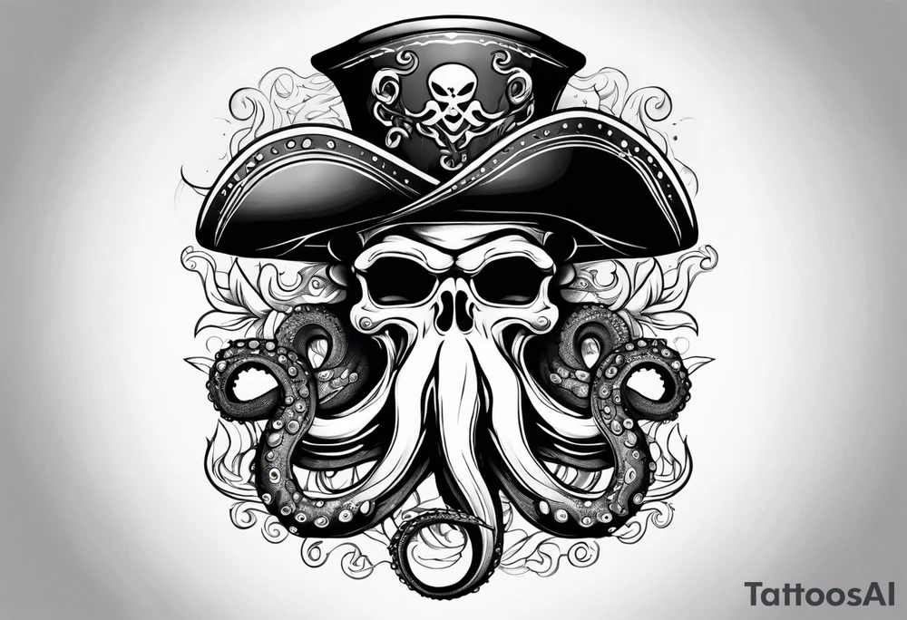 octopus wearing a pirate hat tattoo idea