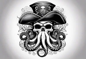 octopus wearing a pirate hat tattoo idea