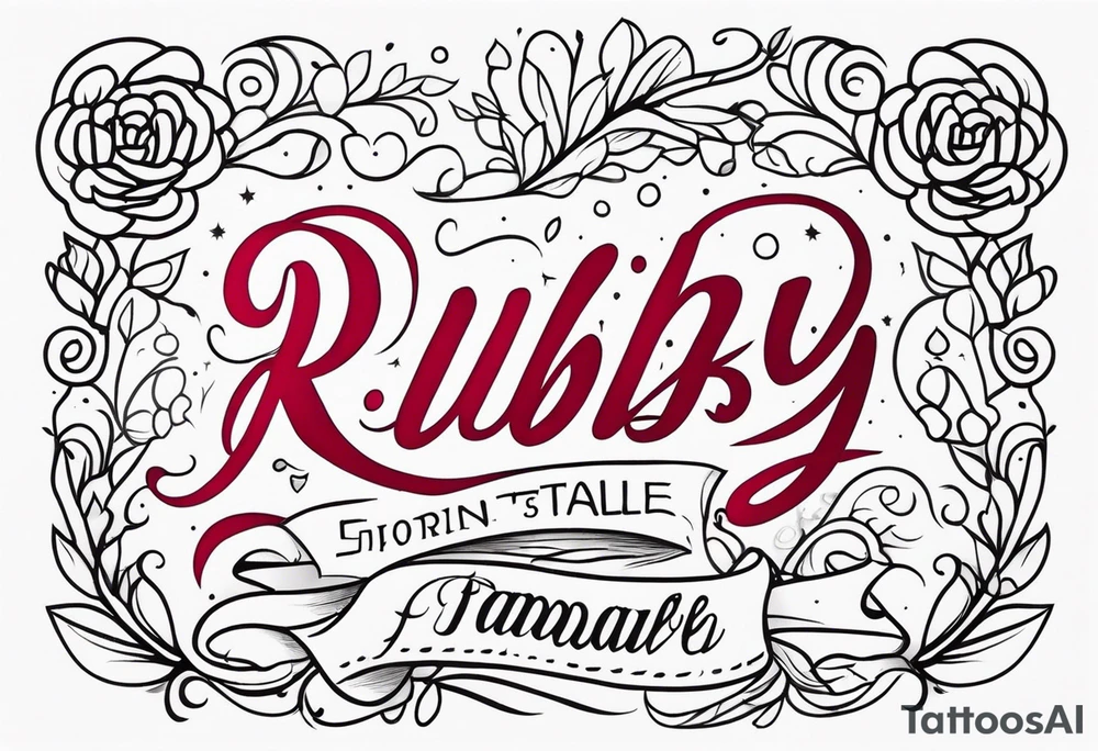 Generate a girly tattoo with the name of: Ruby tattoo idea