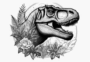 REALIST T REX WITH A VULCANNO IN THE BACK tattoo idea
