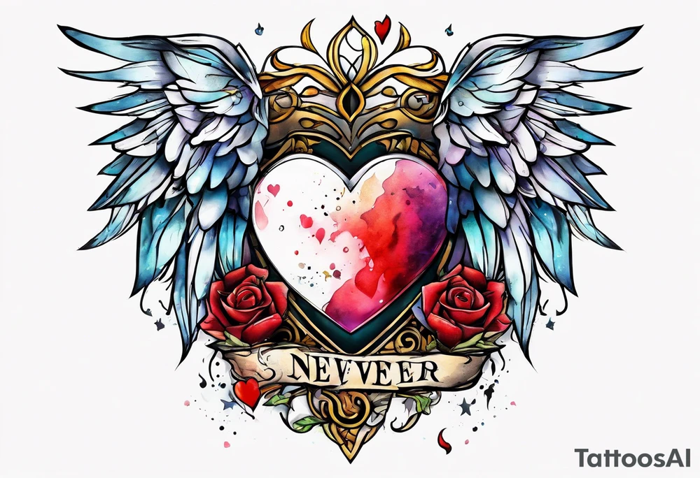 Broken Heart that says Never Say Never tattoo idea