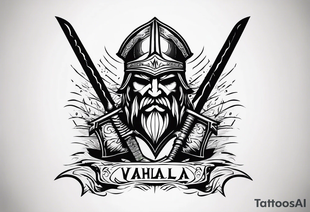 Valhalla  warrior soldier  Sword axe tattoo idea