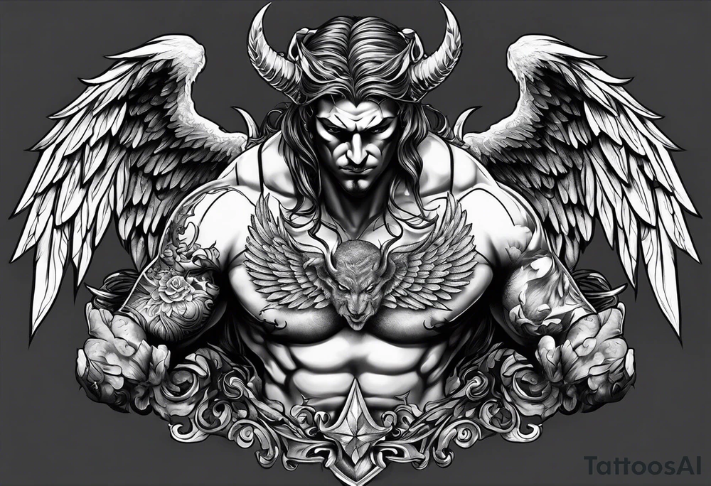 Devil with angel wings tattoo idea