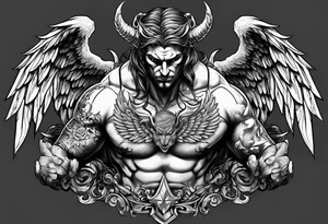Devil with angel wings tattoo idea