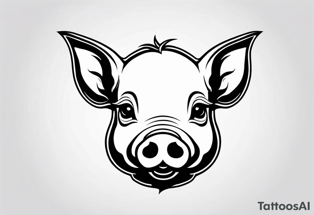 minimalist tattoo of a cute pig or piglet that contains text: "friends. not food" 

only very thin lines. no shading. black and white only tattoo idea