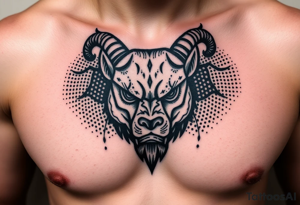 Capricorn head  10x15 cm 
Can’t be angry looking tattoo idea