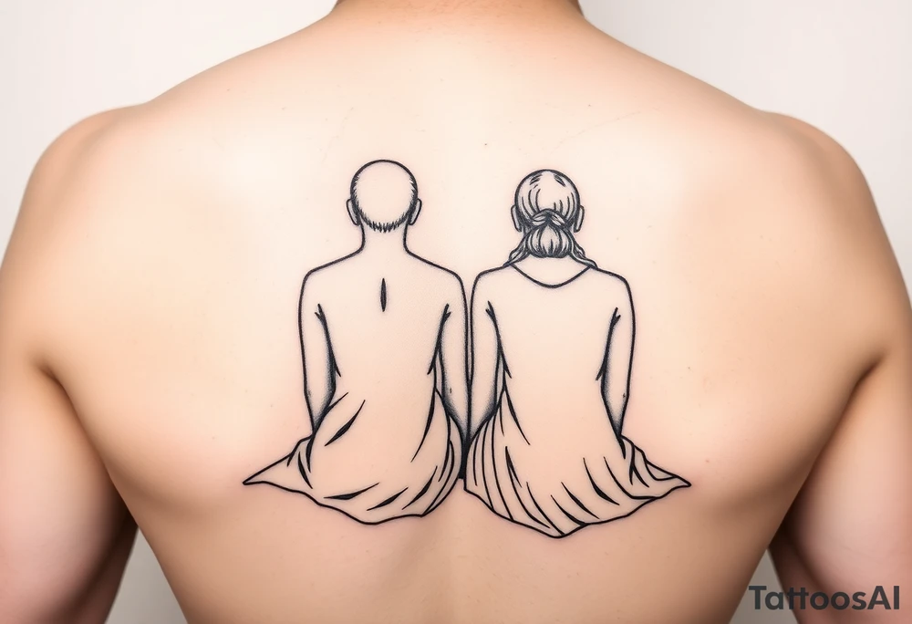 Two sisters sitting next tattoo idea