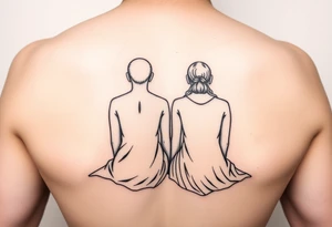 Two sisters sitting next tattoo idea
