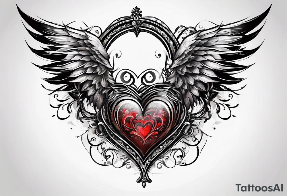 A heart in the form of the number 22 with wings tattoo idea
