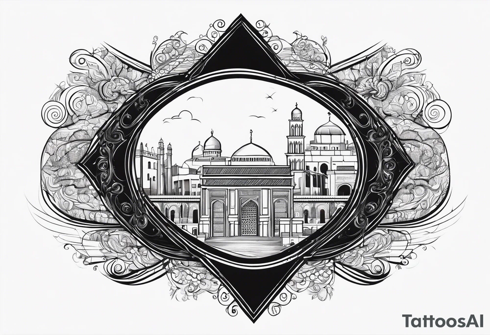 israel city vector gate 
swirl  vignette tattoo idea