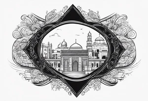 israel city vector gate 
swirl  vignette tattoo idea